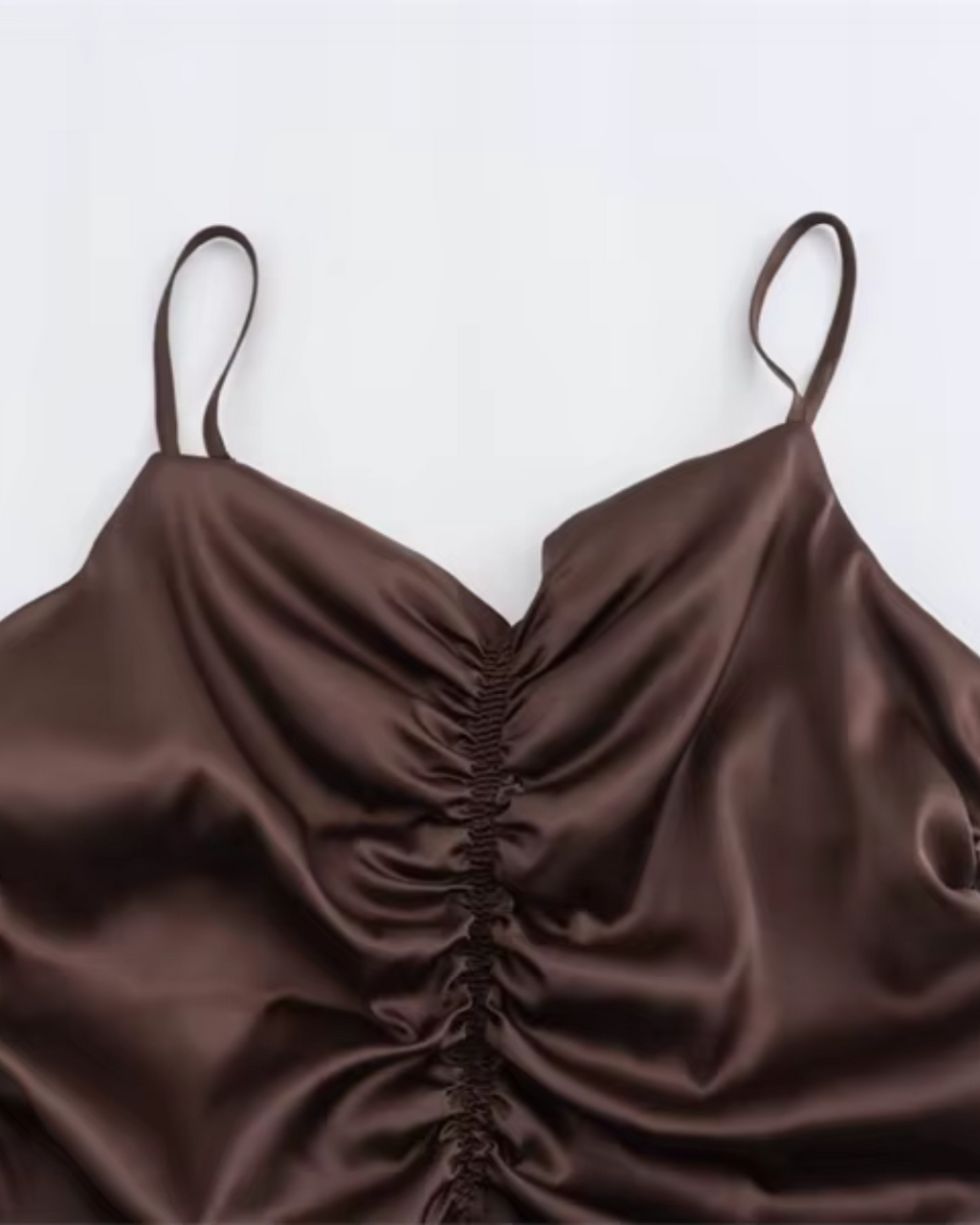 Elegante Satijnen Slip Midi Jurk met Plooien voor Dames