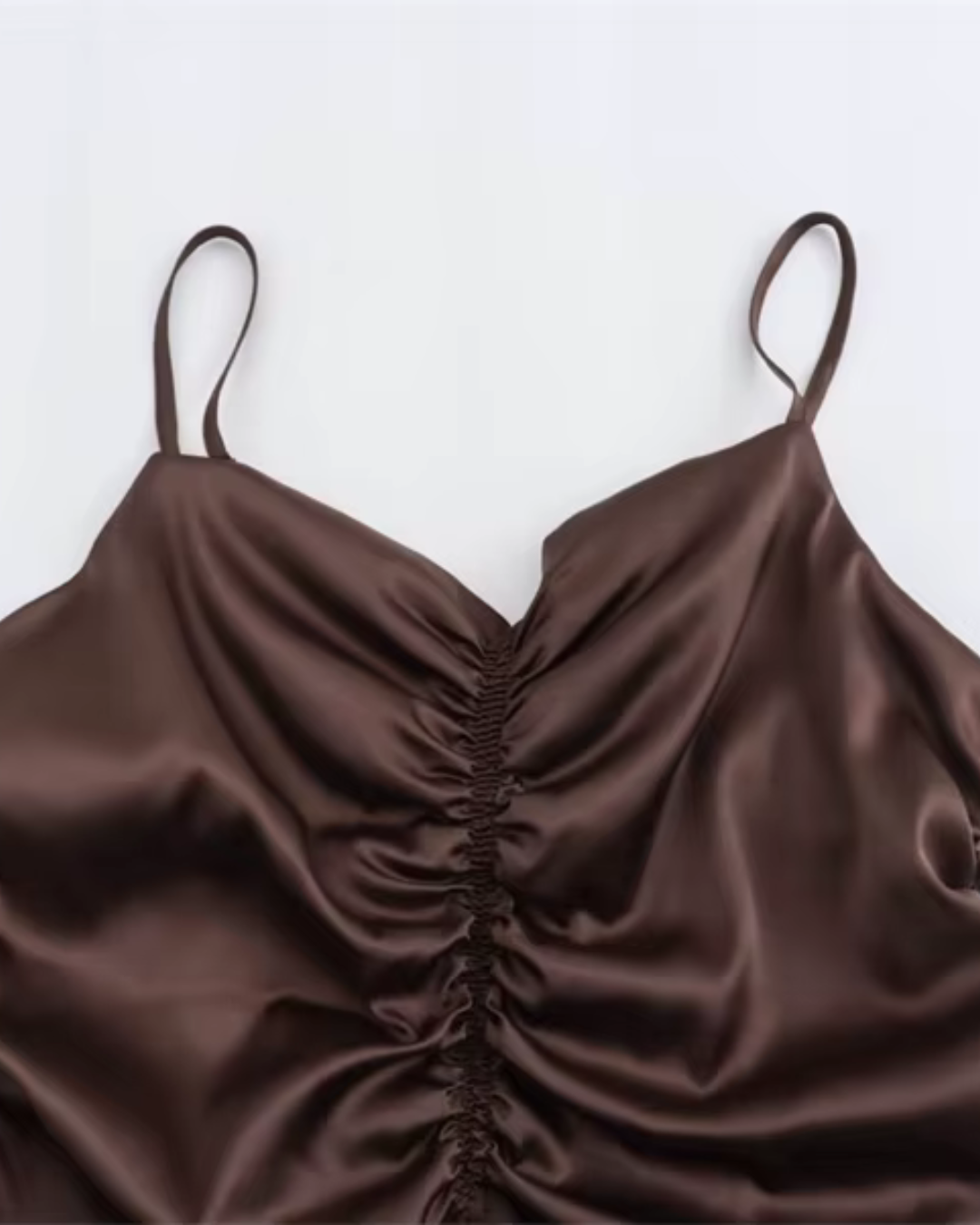 Elegante Satijnen Slip Midi Jurk met Plooien voor Dames