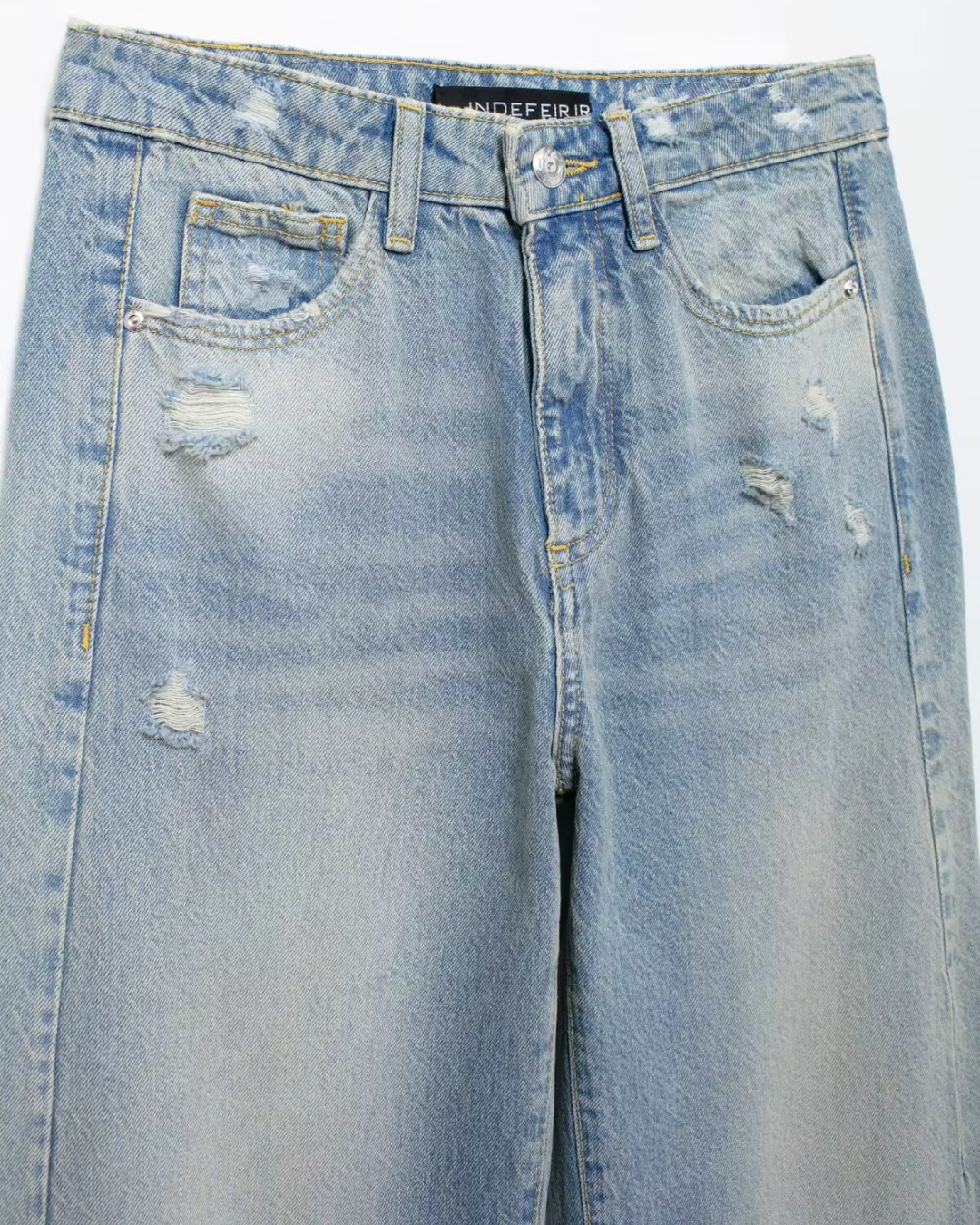 Losse Mid-Rise Jeans met Gescheurde Details voor Dames
