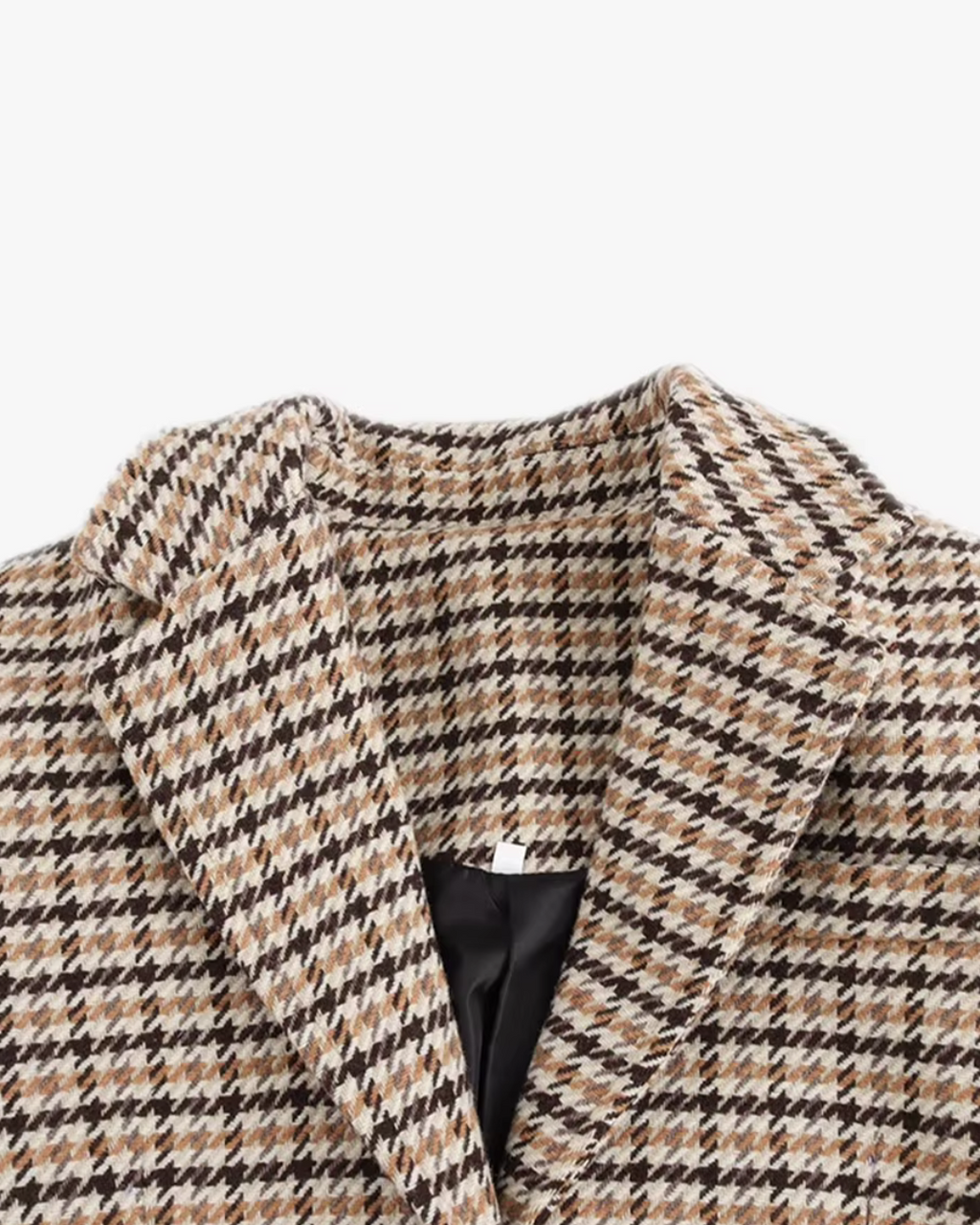 Geruite Wollen Elegante Lange Jas voor Dames