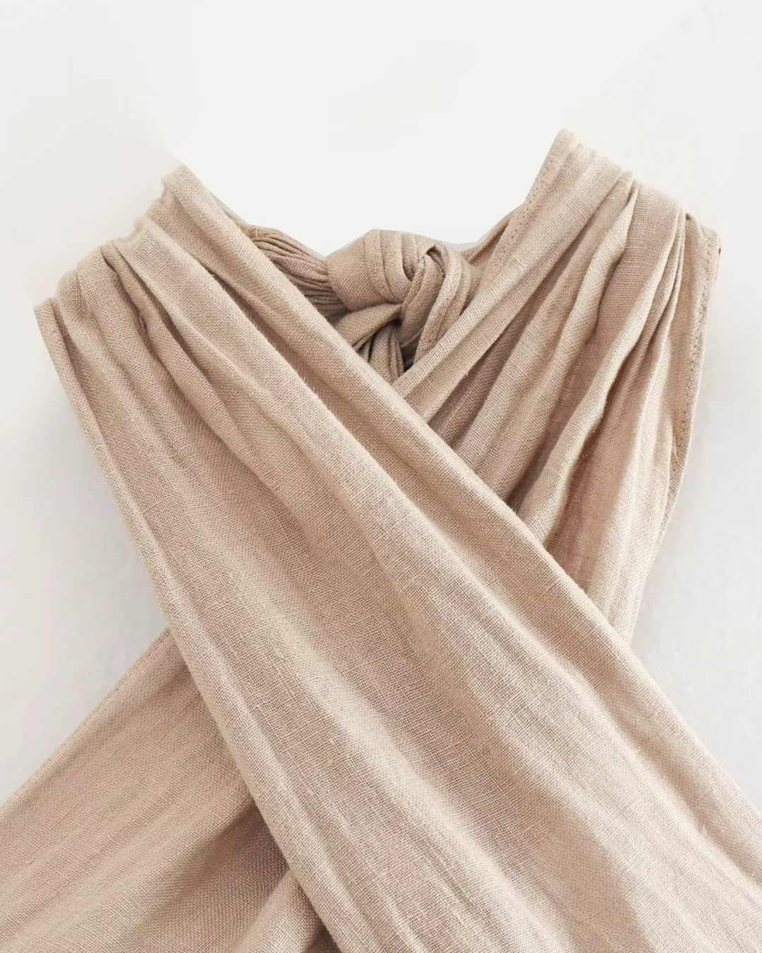 Elegante Rugloze Linnen Halter Crop Top voor Dames