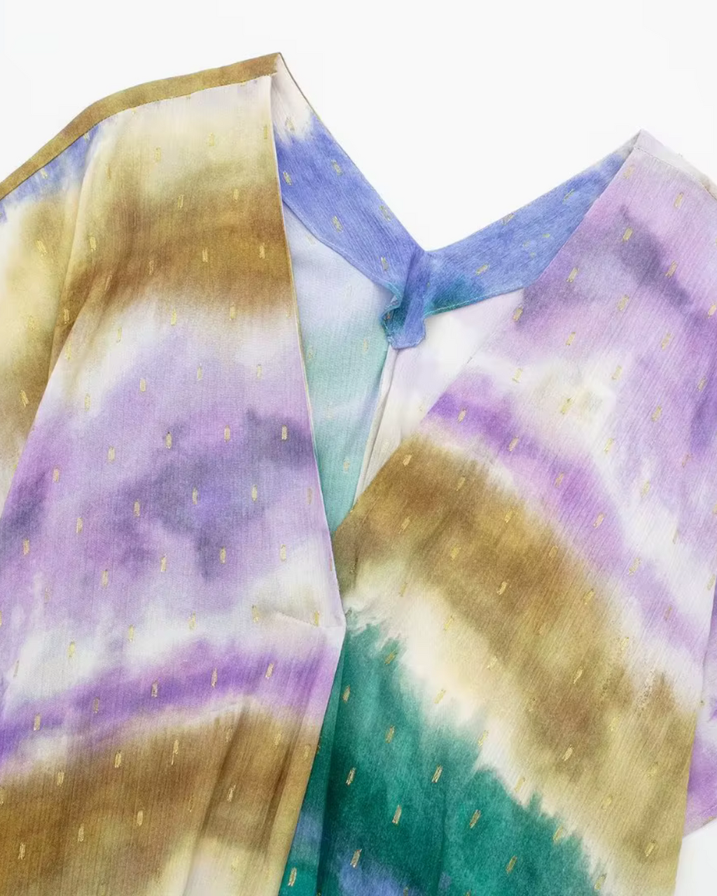 Chiffon Midi Jurk met V-Hals en Batwing Mouwen voor Dames