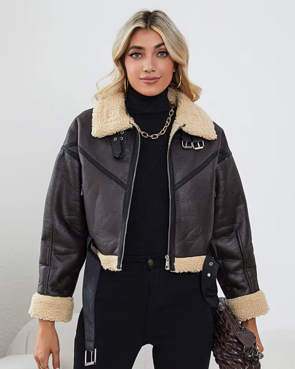 Vintage Leren Aviator Jas voor Dames