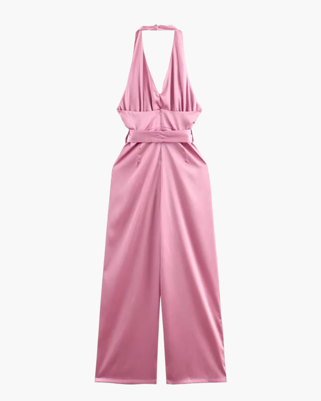 Roze Satijnen Elegante Dames Jumpsuit