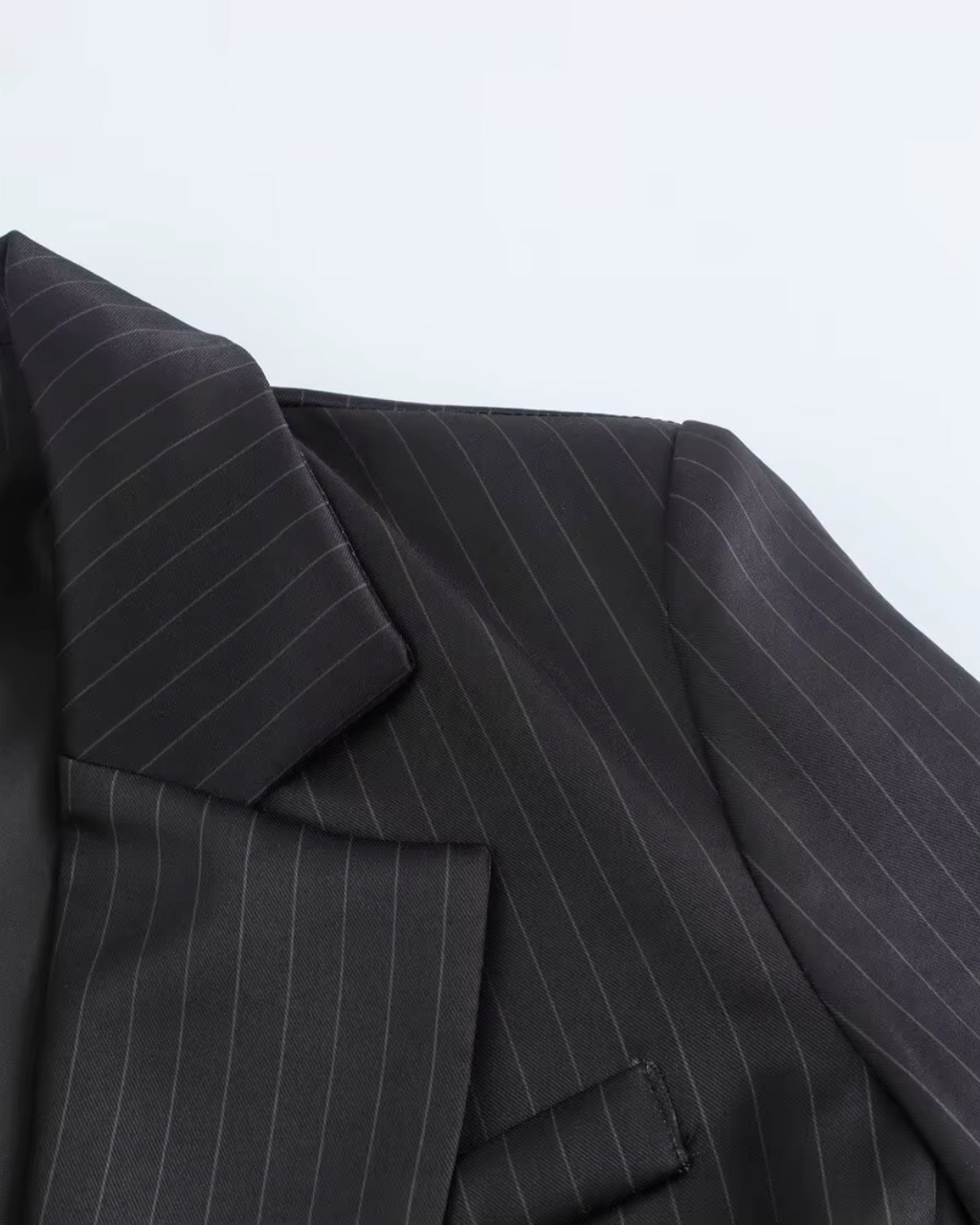 Gestreepte Zwarte Tweedelige Blazer en Broek Set voor Dames