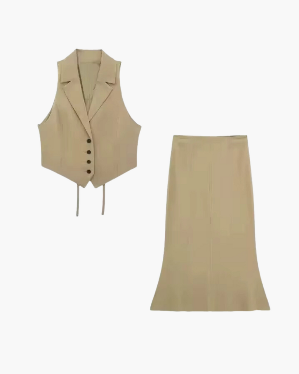 Elegante Mouwloze Vest en A-Lijn Rok Set voor Dames