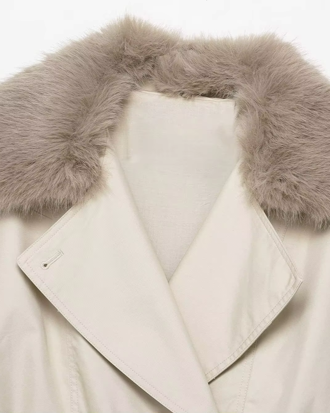 Korte Herfst Trenchcoat met Bontkraag voor Dames