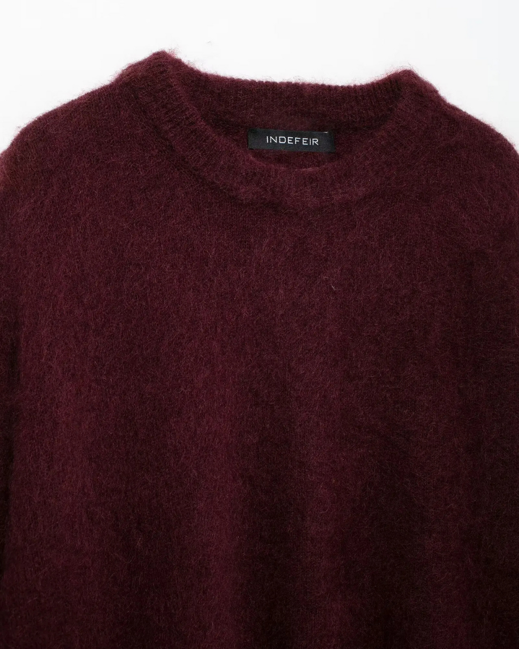 Bordeaux Rode Warme Losse Fuzzy Trui voor Dames