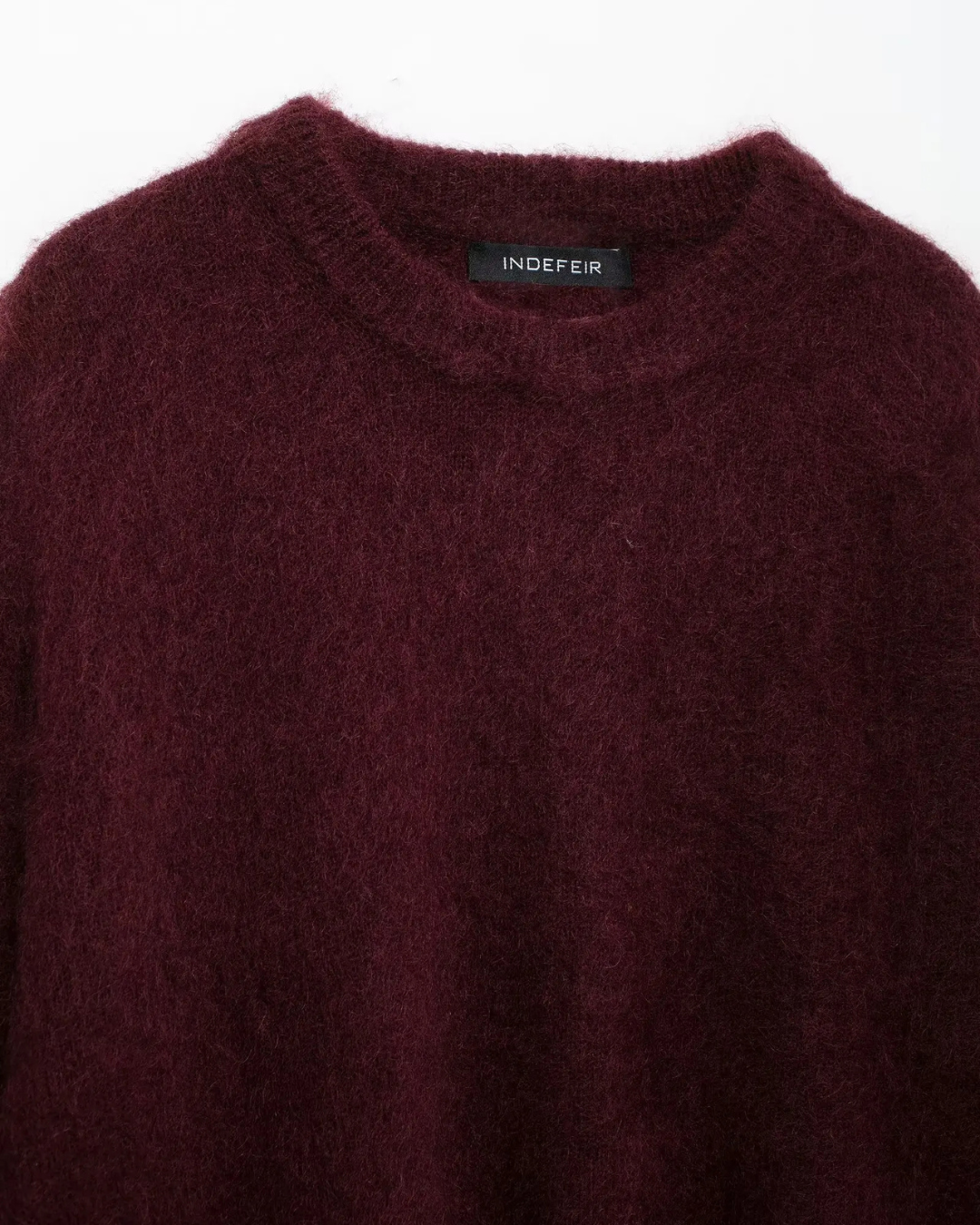 Bordeaux Rode Warme Losse Fuzzy Trui voor Dames