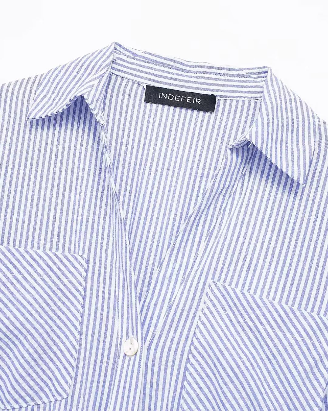 Blauw Gestreepte Shirt Jurk met Riem en Lange Mouwen voor Dames