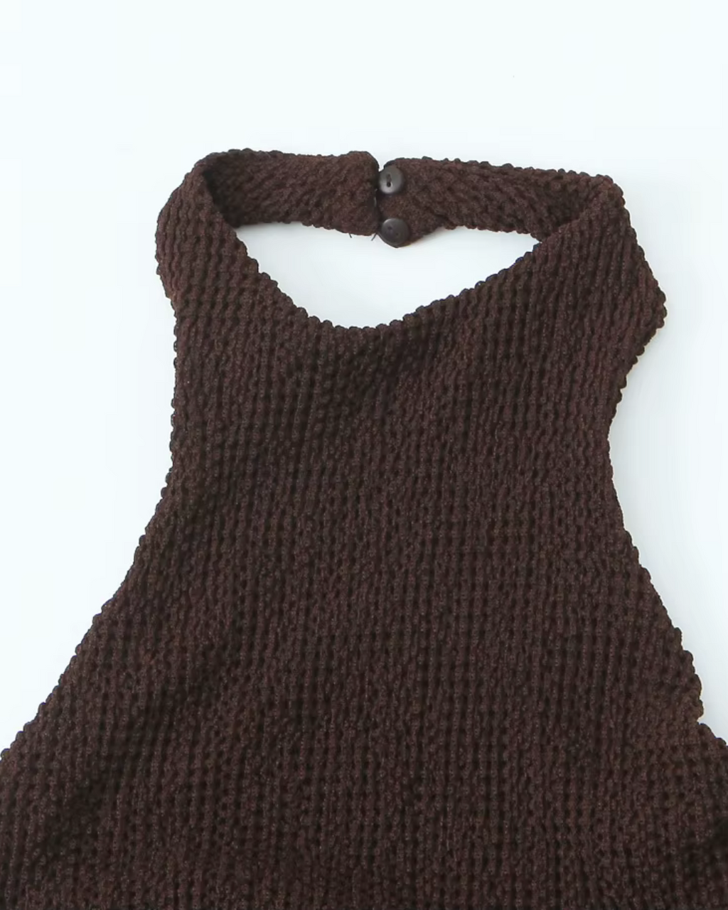 Bruine Halter Midi Jurk met Open Rug voor Dames