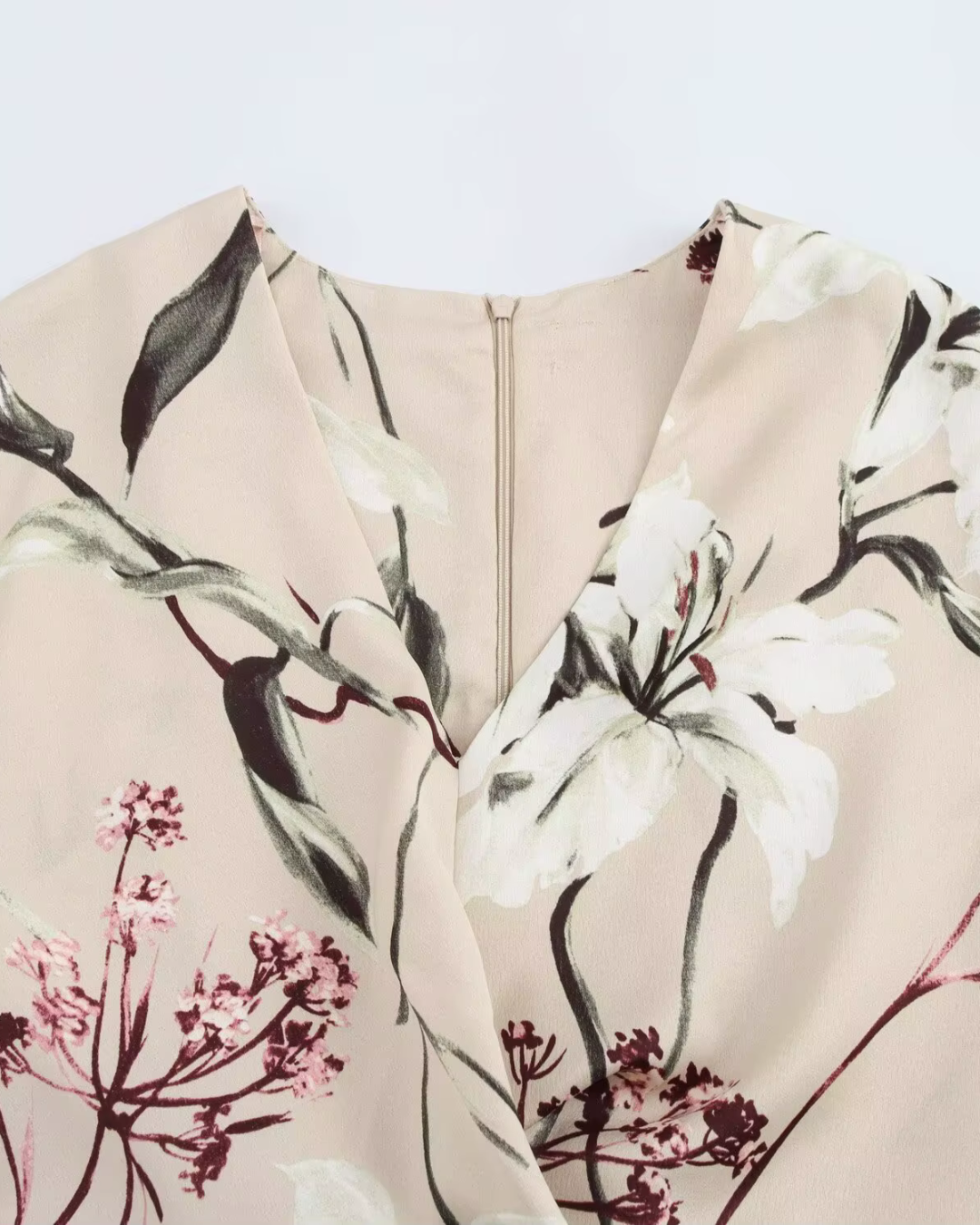 Mouwloze Bloemenprint Jurk met V-hals en Rits voor Dames