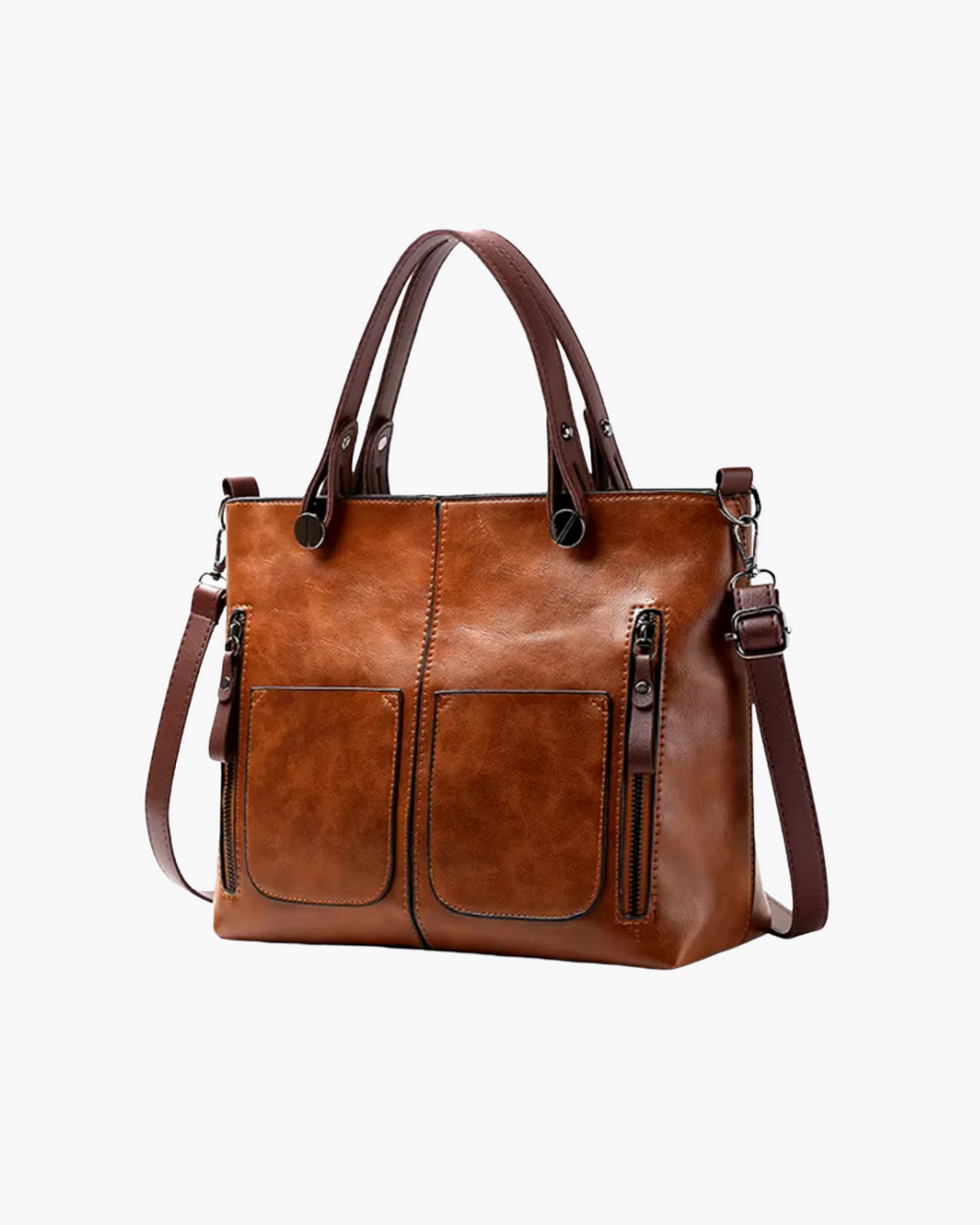 Vintage Schoudertas Ruime PU-Leren Tote met Meerdere Vakken