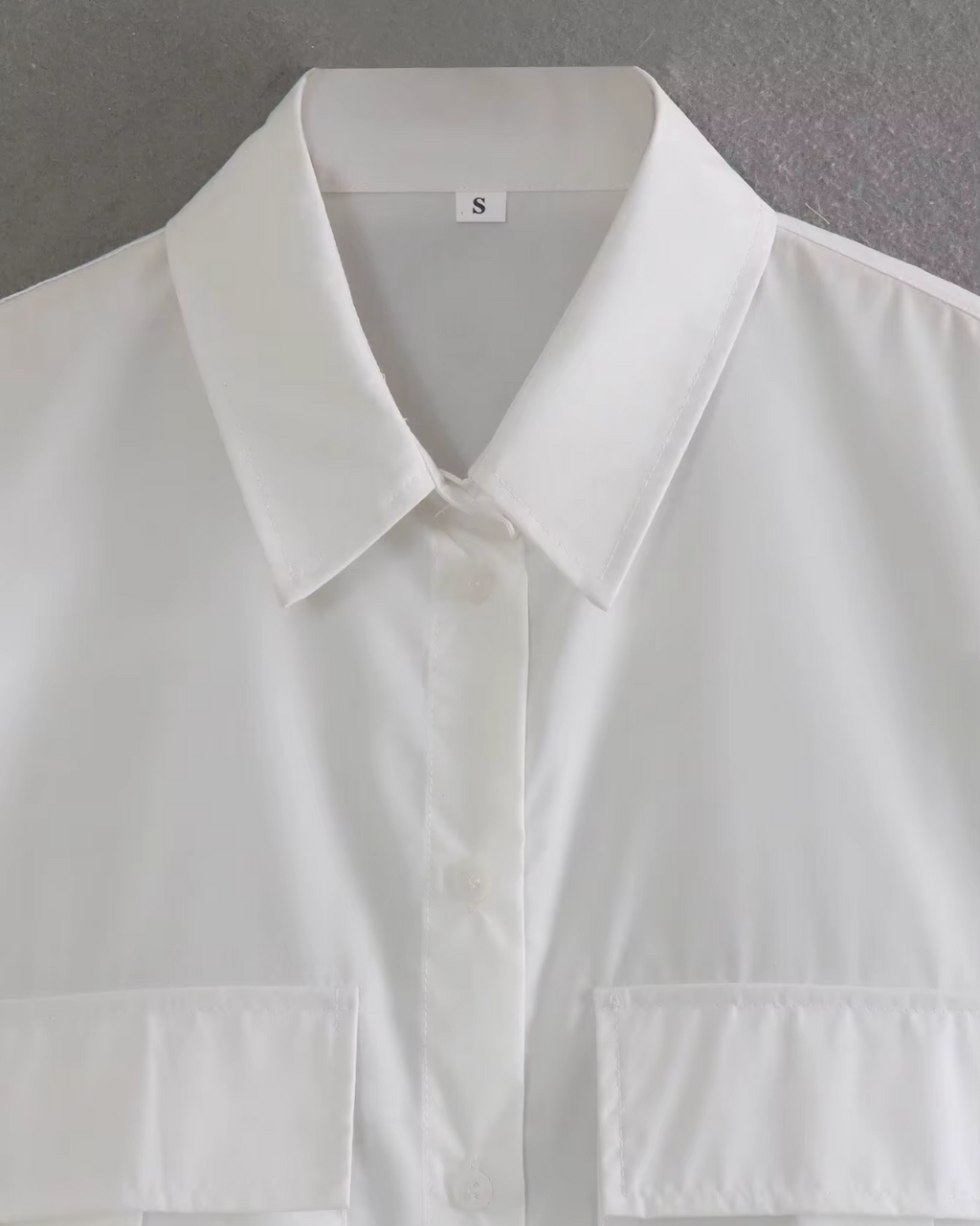 Cropped Blouse met Lange Mouwen en Zakken voor Dames