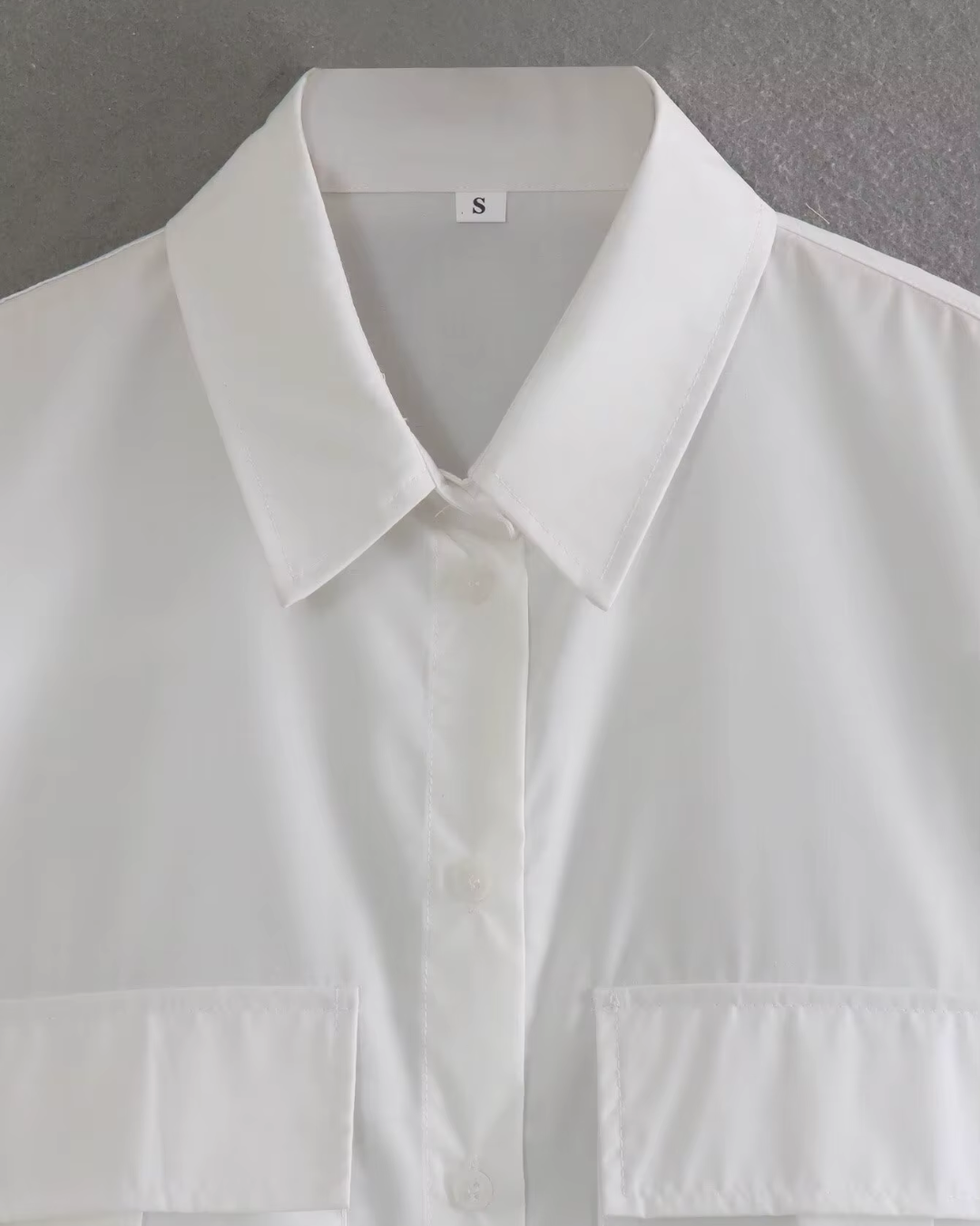 Cropped Blouse met Lange Mouwen en Zakken voor Dames