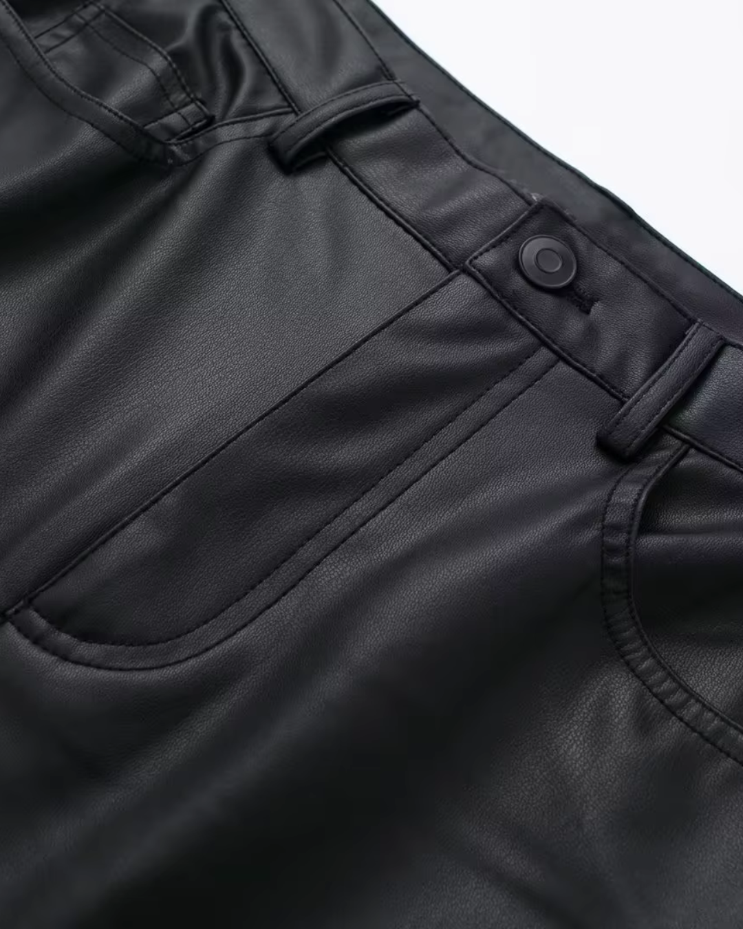 Hoge Taille Kunstleren Broek met Wijde Pijpen voor Dames