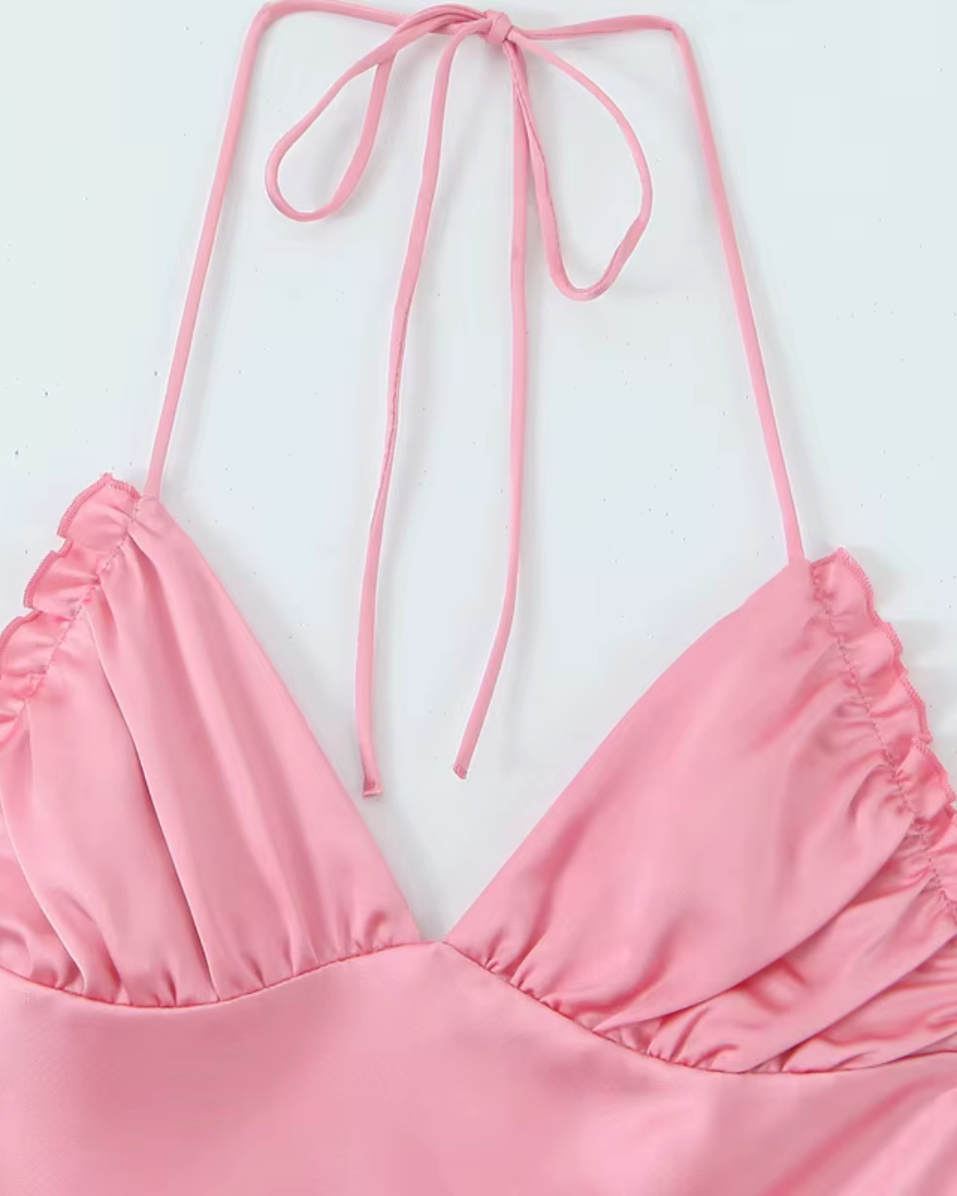 Roze Satijnen Halter Jurk Backless voor Dames