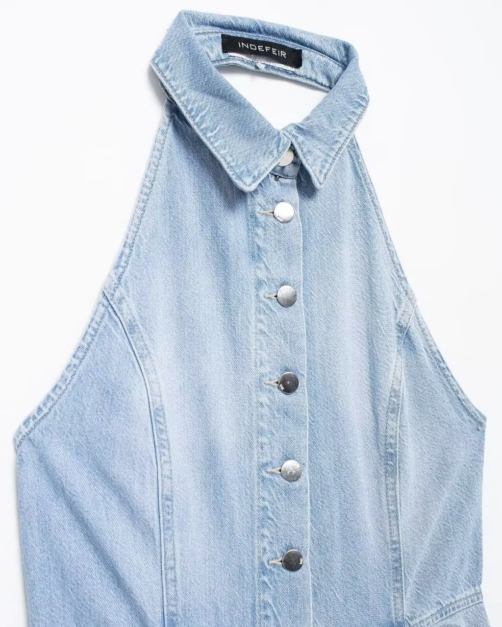 Stijlvolle Mouwloze Denim Jumpsuit met Wijde Pijpen voor Dames