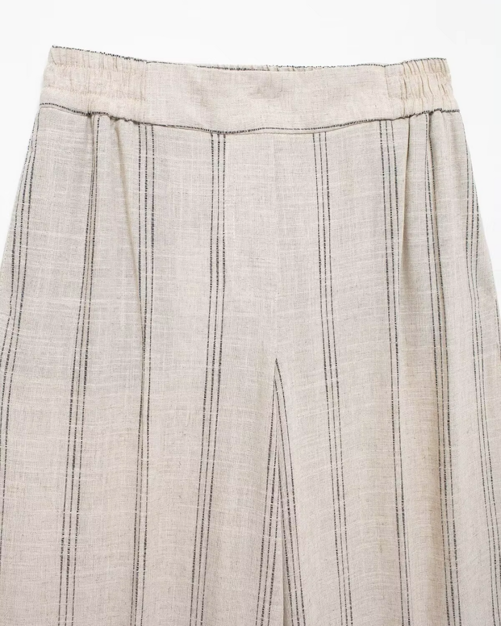 Linnen Beige Luchtige Comfortabele Gestreepte Broek voor Dames