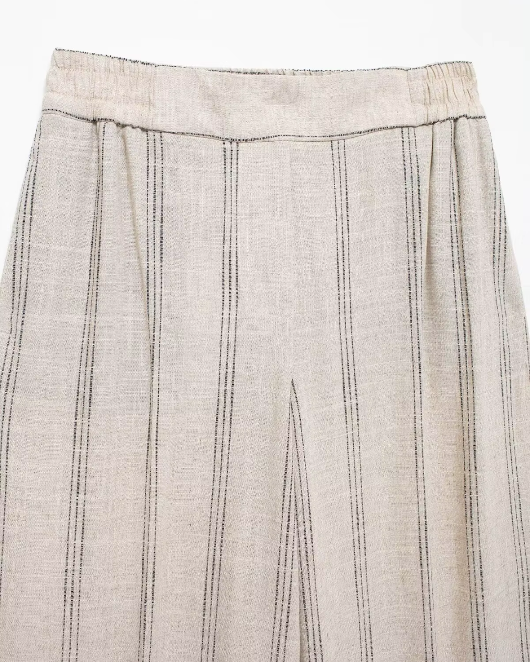 Linnen Beige Luchtige Comfortabele Gestreepte Broek voor Dames