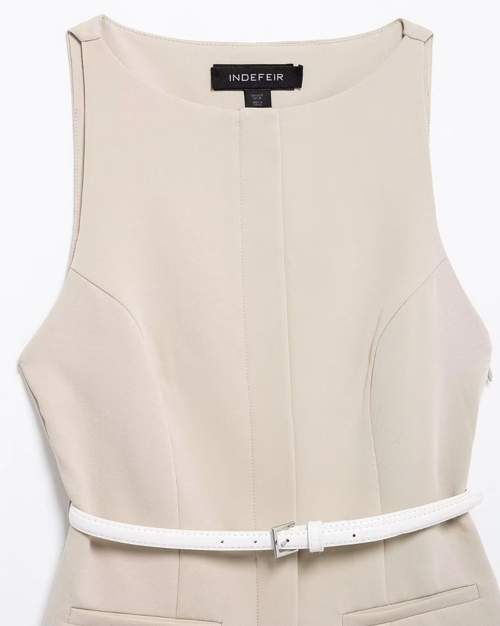 Elegante Mouwloze Mini Jurk met Riem en O-Hals voor Dames