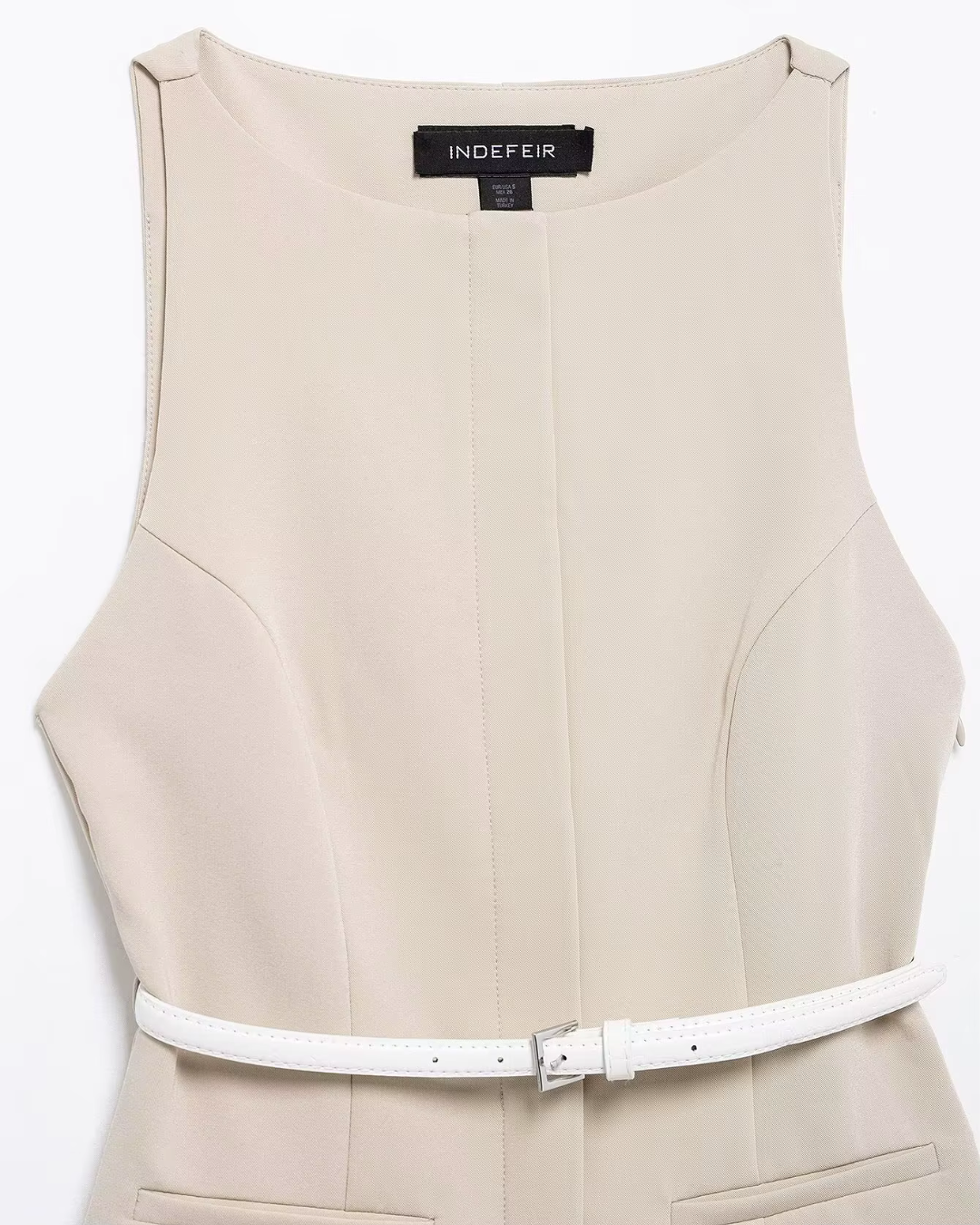 Elegante Mouwloze Mini Jurk met Riem en O-Hals voor Dames