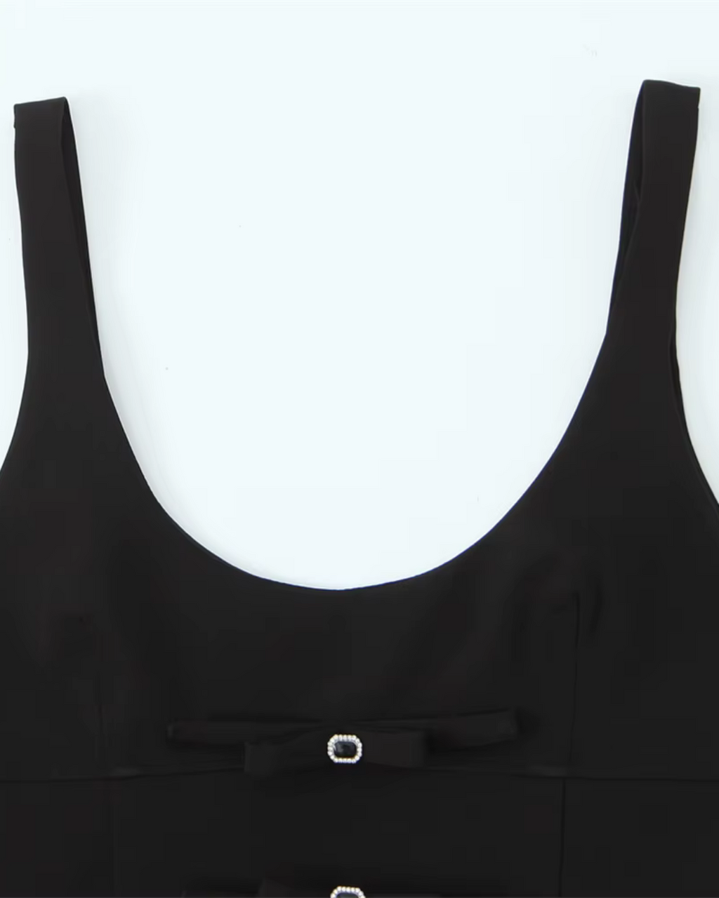 Zwarte Slim Fit Korte Tanktop met Strik Detail voor Dames