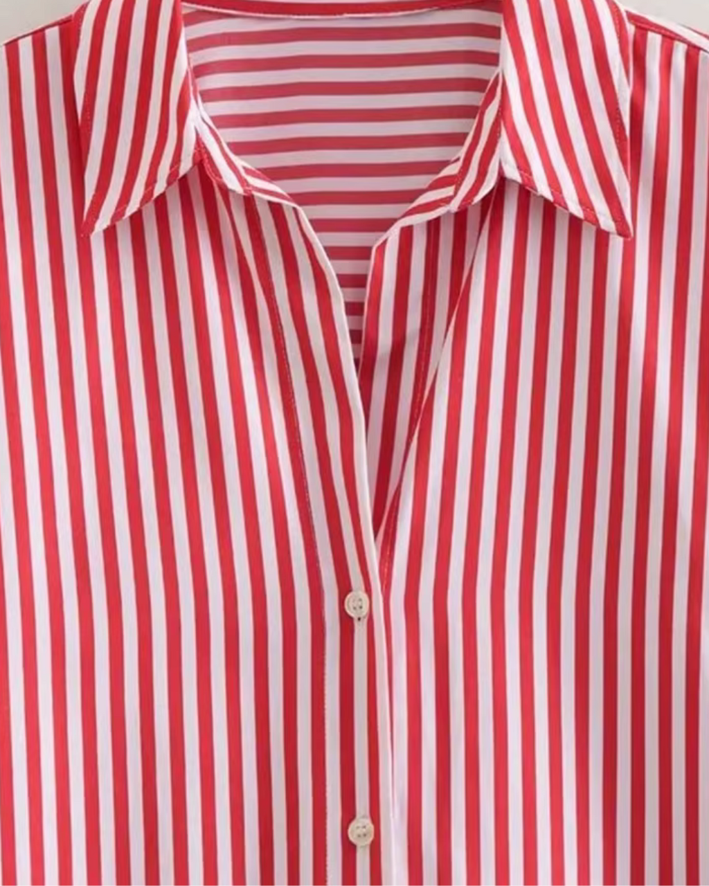Rode Gestreepte Oversized Popeline Blouse Voor Dames