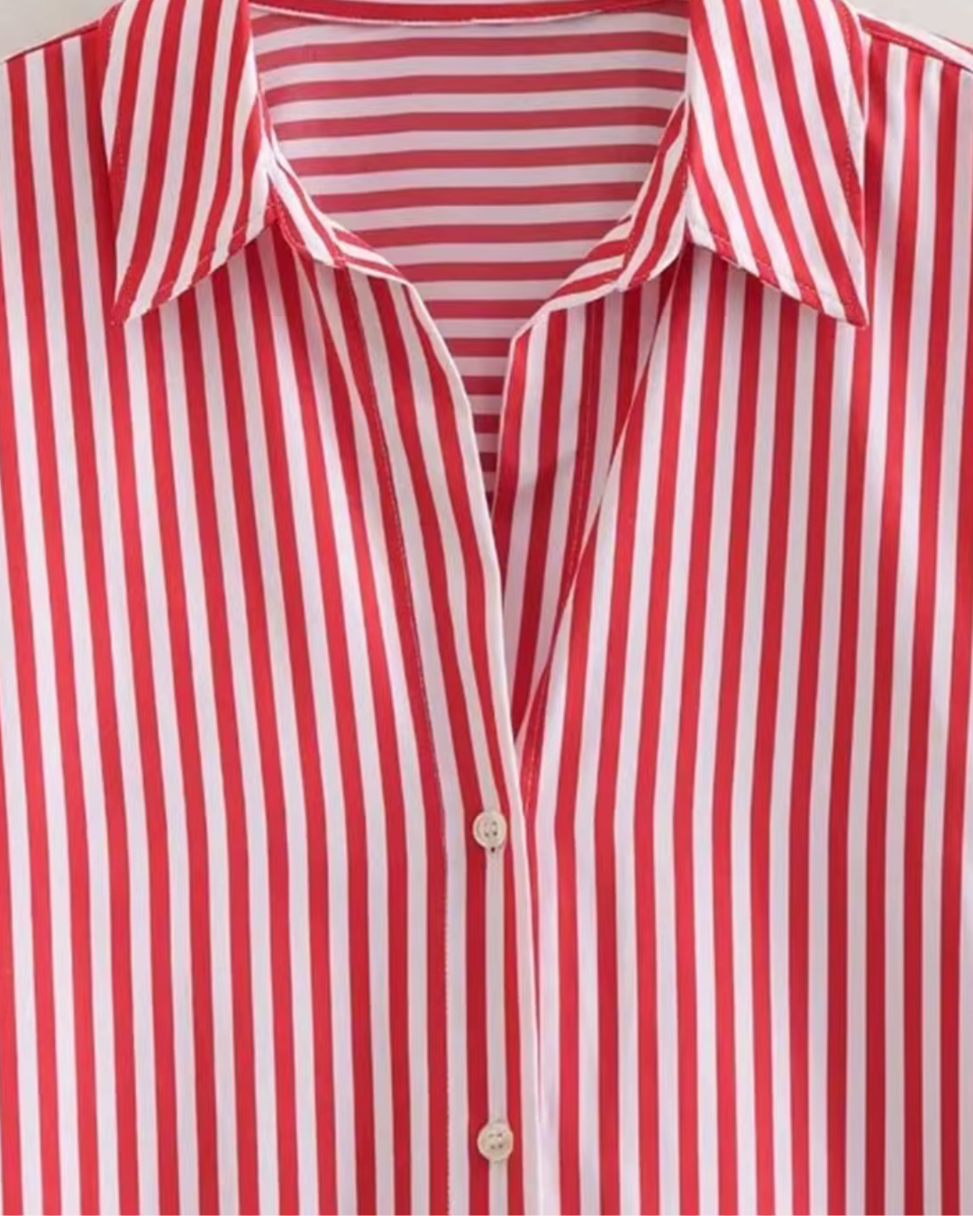 Rode Gestreepte Oversized Popeline Blouse Voor Dames