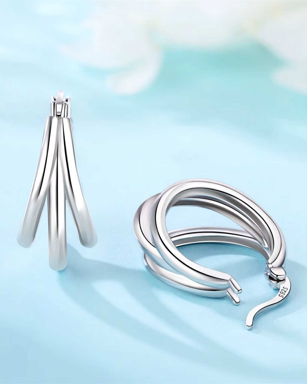 Meerlaagse 925 Sterling Zilveren Hoepel Oorbellen voor Dames