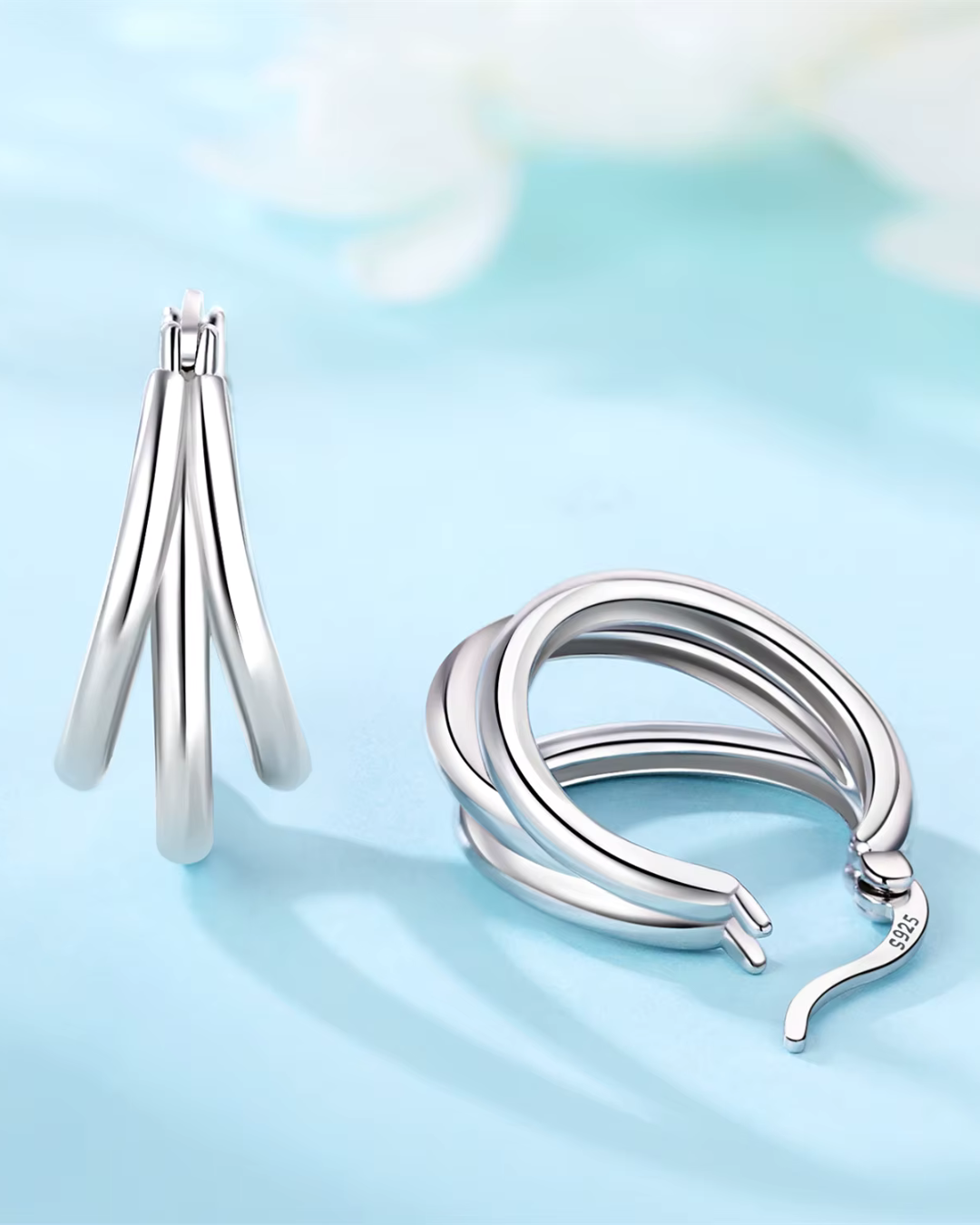 Meerlaagse 925 Sterling Zilveren Hoepel Oorbellen voor Dames