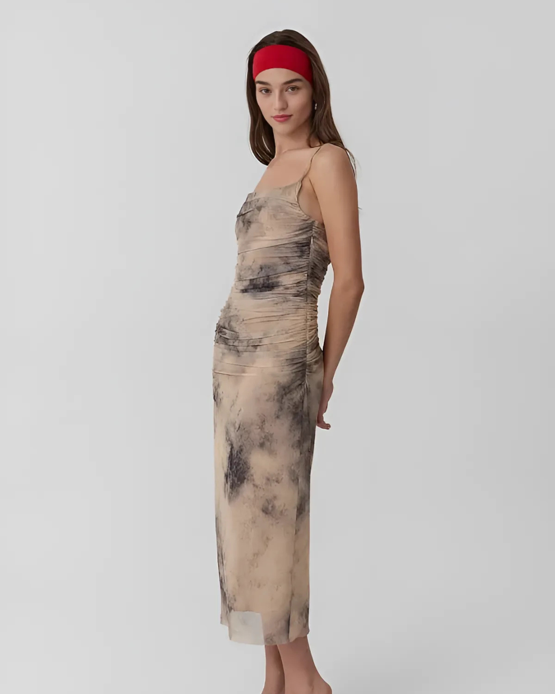 Elegante Tule Halter Midi Dress Met Kleurverloop Voor Dames