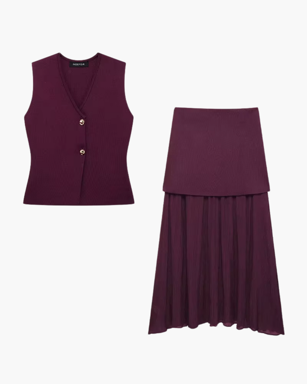 Elegante Vintage Vest en Rok Set voor Dames