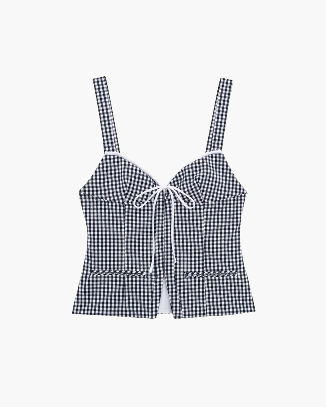 Geruite Camisole Corset Top met Strik voor Dames