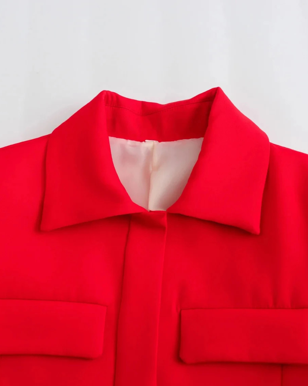 Vintage Cropped Jas met Reverskraag en Klepzakken voor Dames