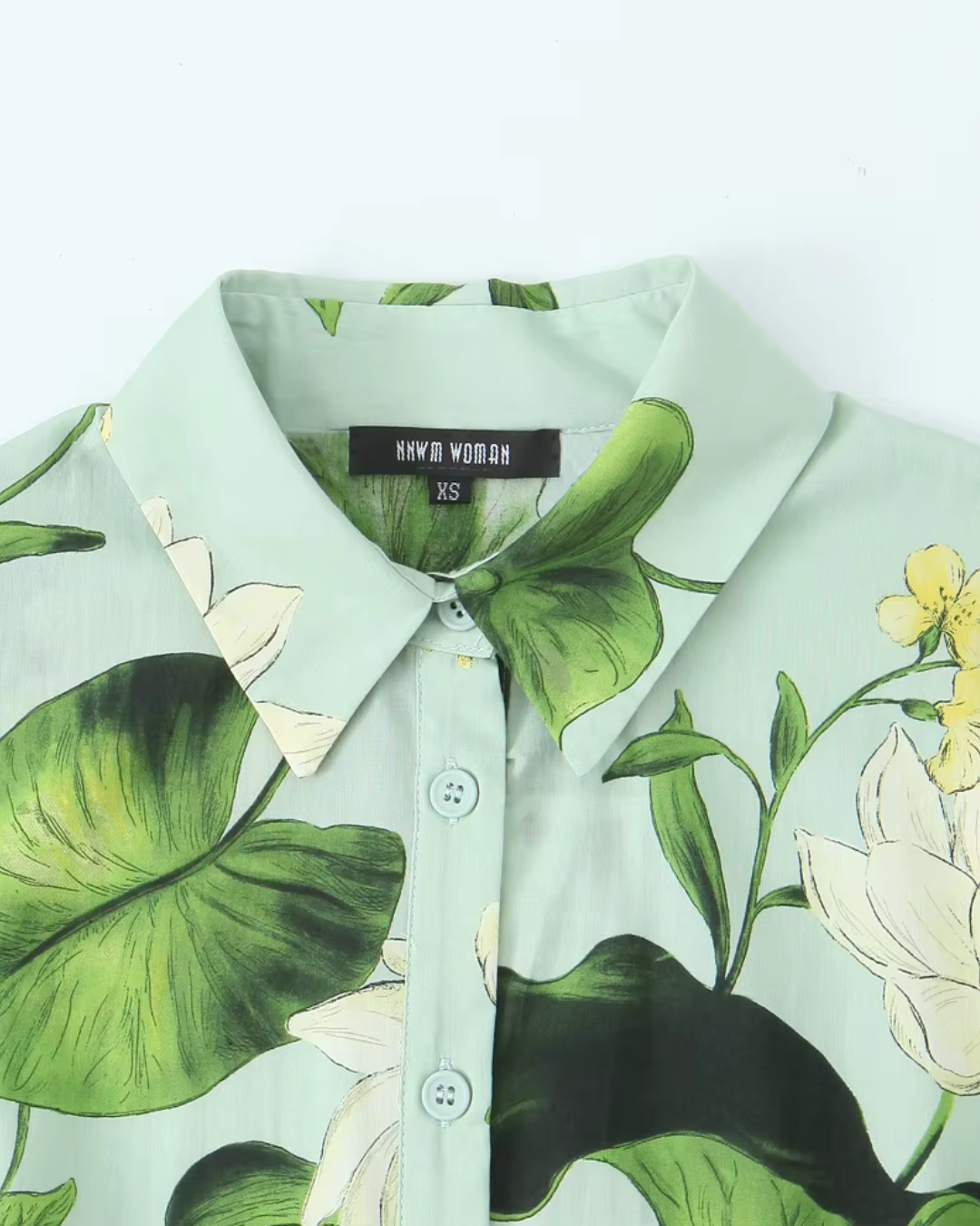 Bedrukte Knopenjurk met Gordel en Lotusprint voor Dames