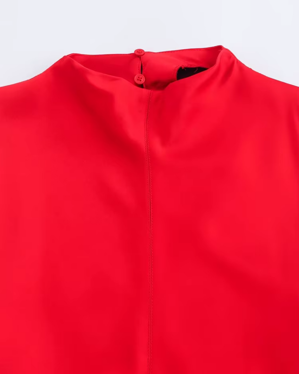 Rode Satijnen Geplooide Midi-Jurk met Open Rug voor Dames