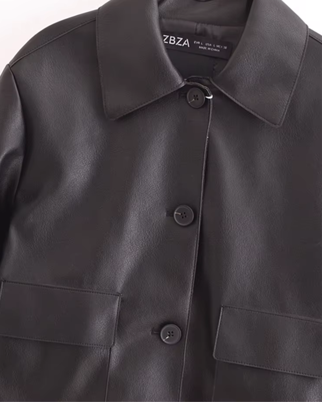 Stijlvolle Zwarte Diervriendelijke Leren Jas