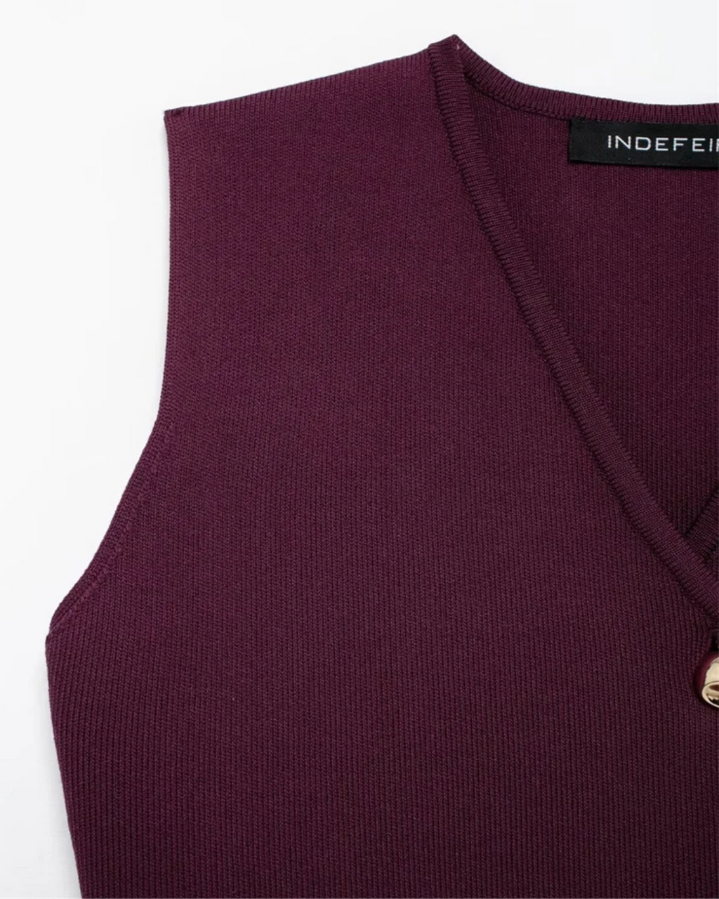 Gebreid Mouwloos V-Hals Vest met Gouden Knopen voor Dames