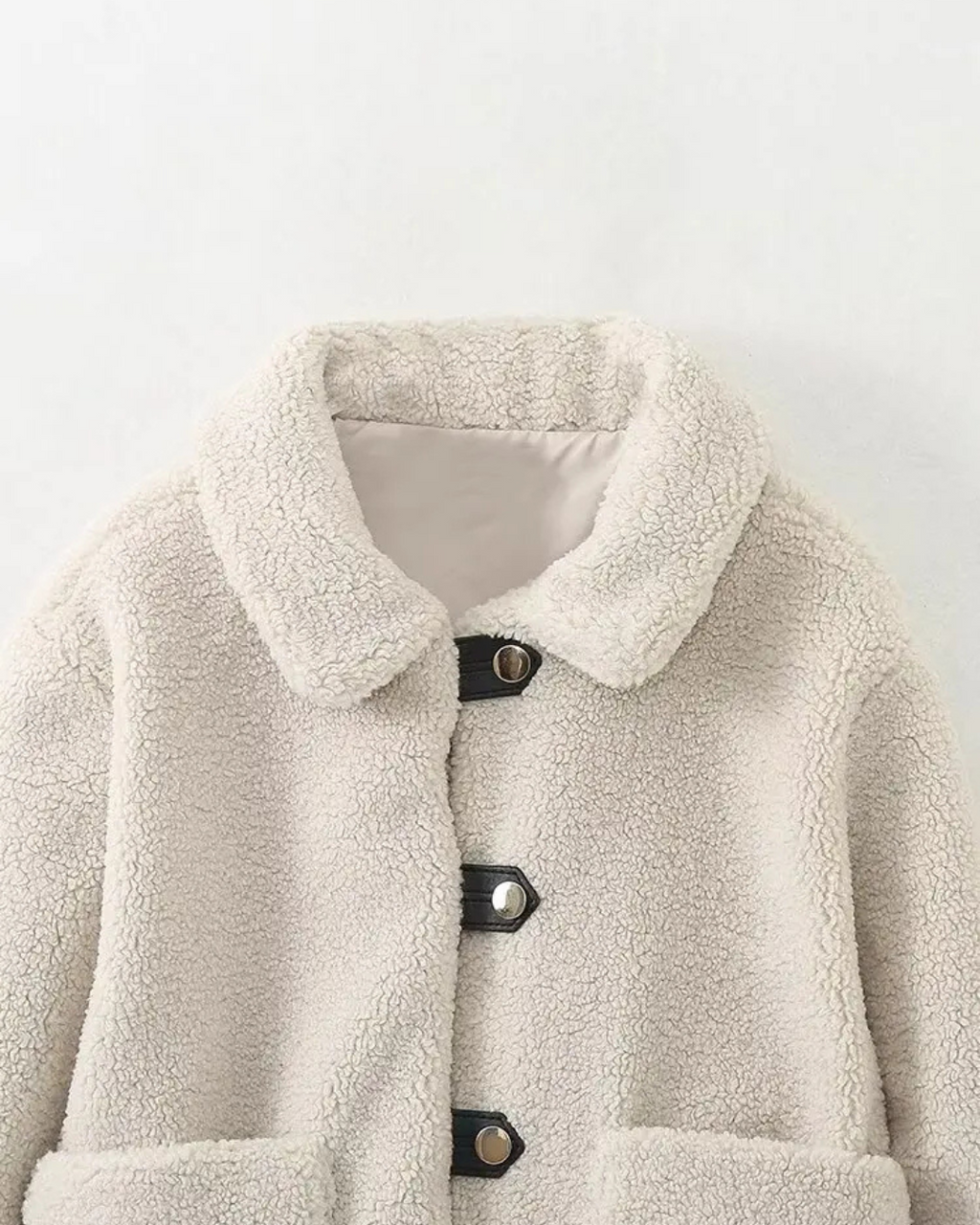 Casual Effen Winterjas met Kraag, Knopen en Zakken voor Dames