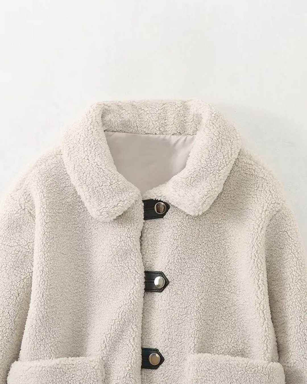 Casual Effen Winterjas met Kraag, Knopen en Zakken voor Dames