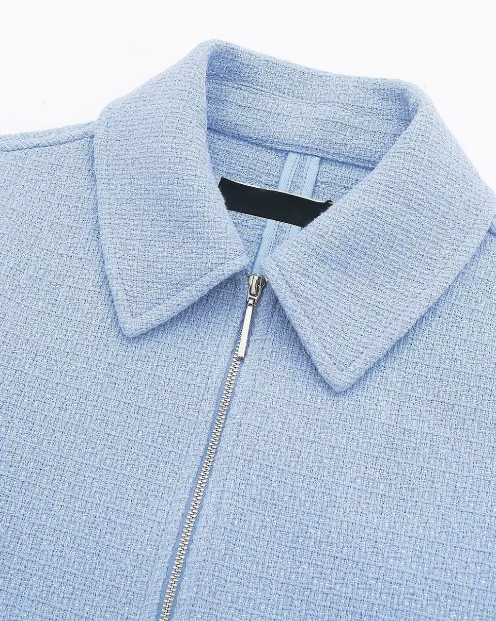 Chique Korte Jas met Rits en Zakken in Blauw voor Dames