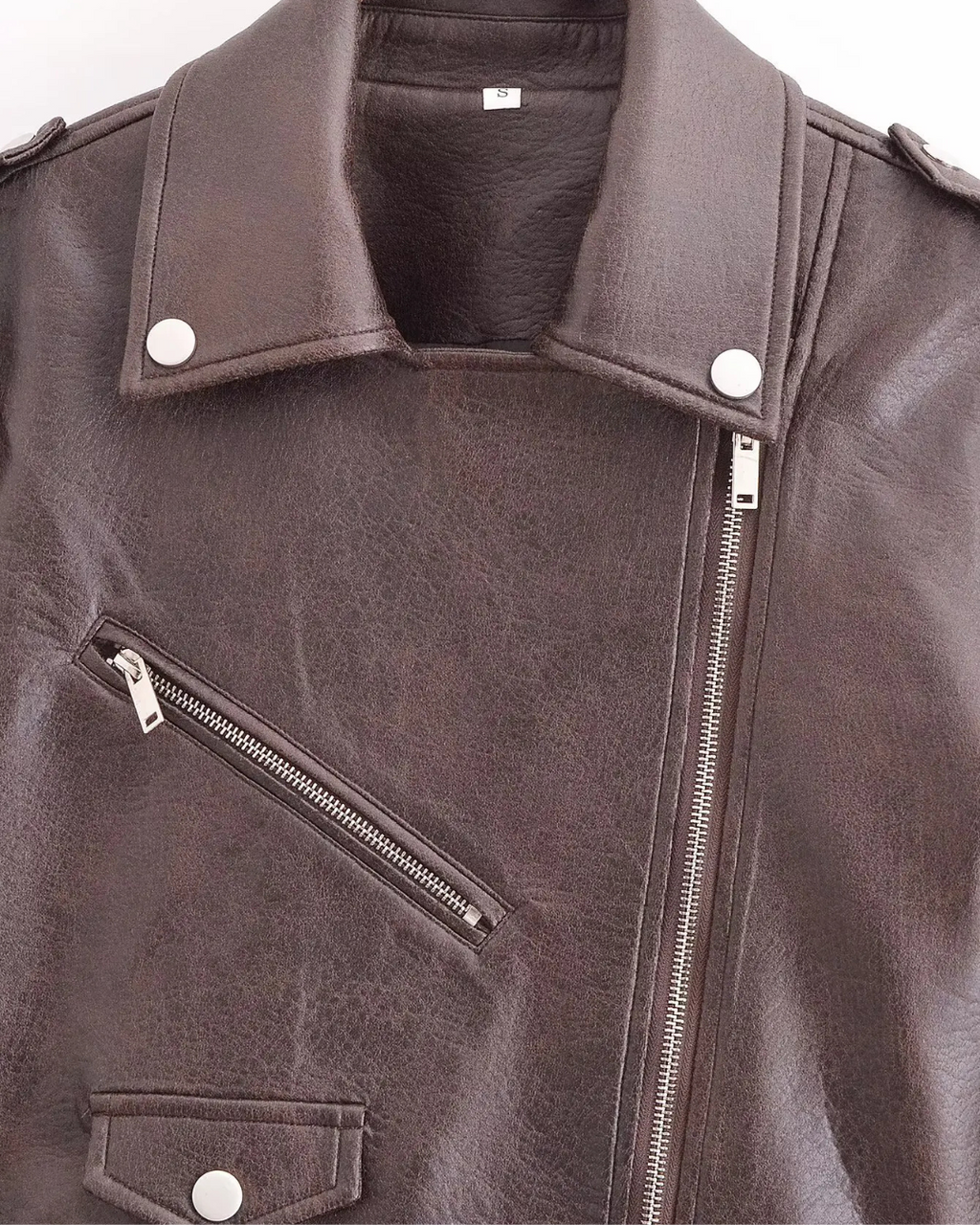 Cropped Kunstleren Jas met Riem en Ritsvakken voor Dames