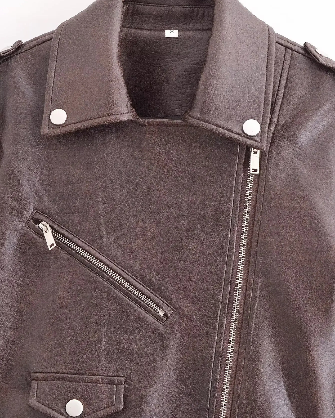 Cropped Kunstleren Jas met Riem en Ritsvakken voor Dames