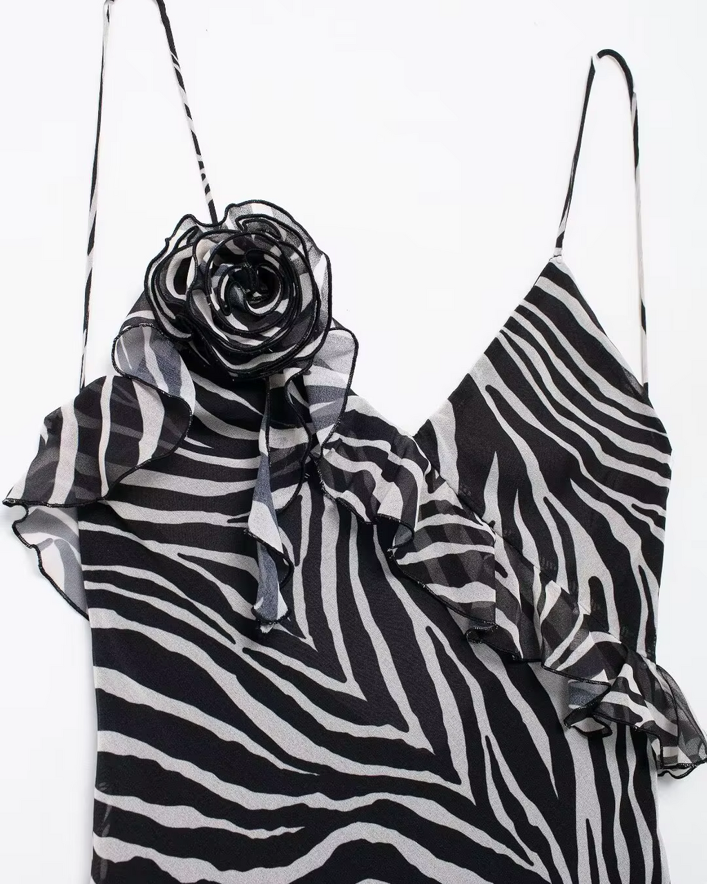 Vintage Cami Jurk met Bloemen en Zebra Print voor Dames