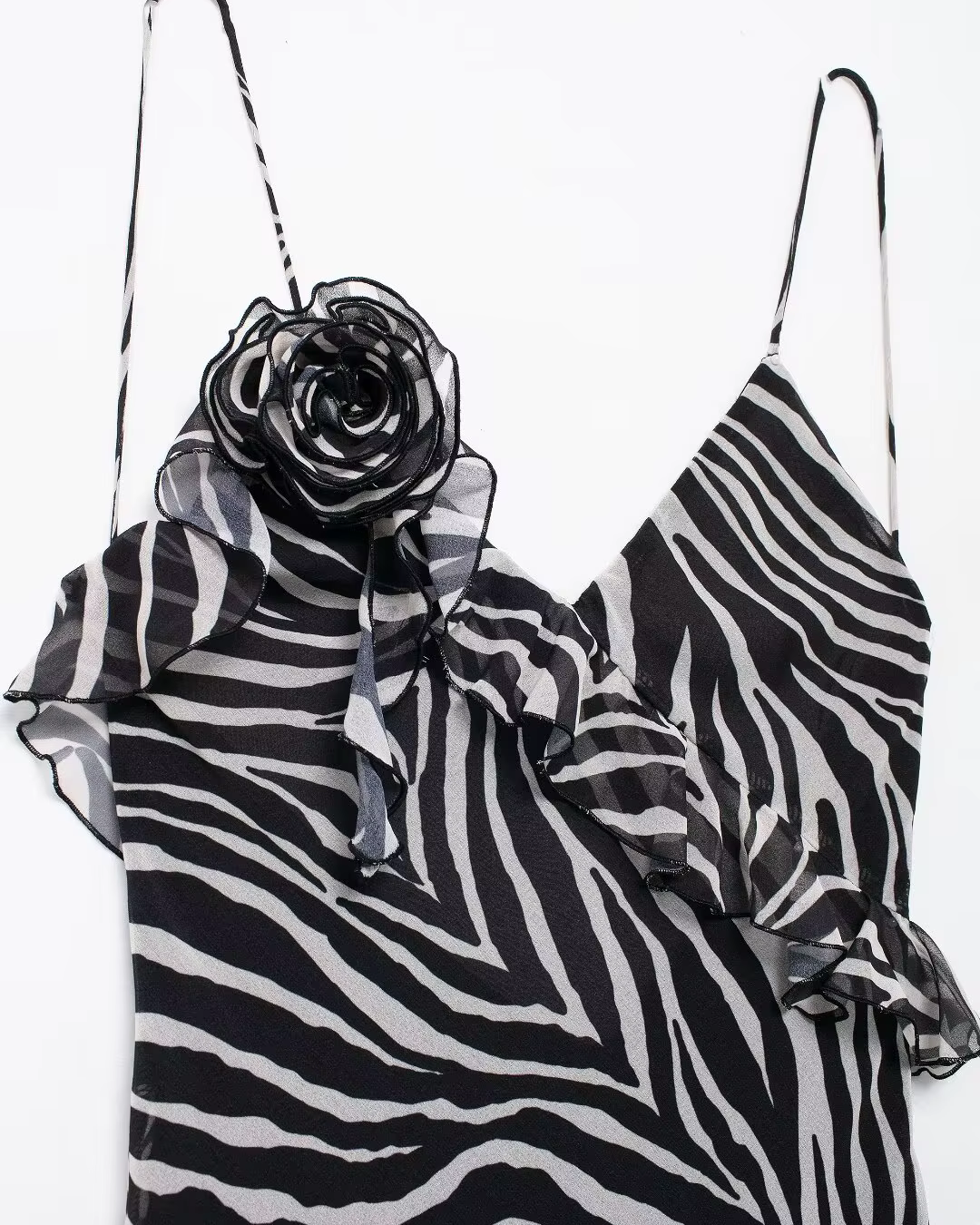 Vintage Cami Jurk met Bloemen en Zebra Print voor Dames