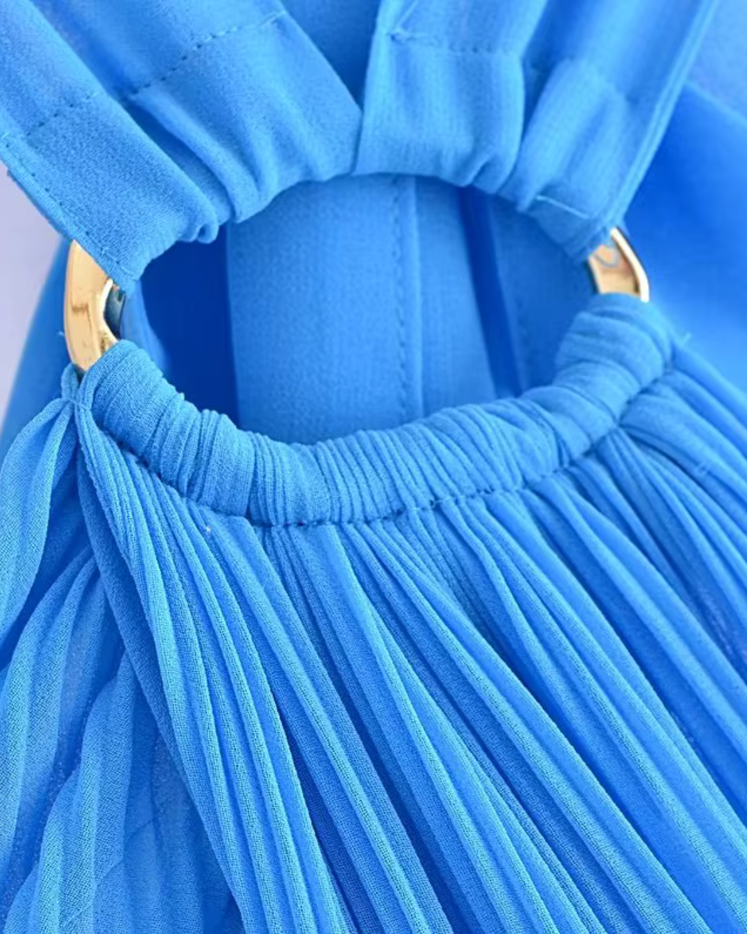 Geplooide Halter Jurk met Open Rug voor Dames