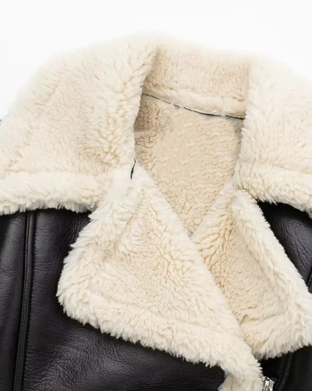 Vintage Kunstleren Jas met Revers en Lange Mouwen voor Dames