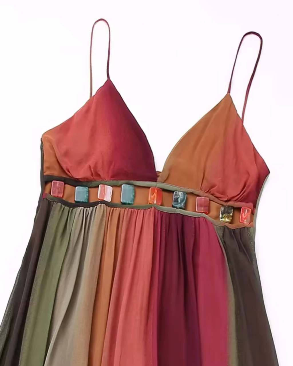 Elegante Tie-Dye Chiffon Jurk met Diepe V-Hals voor Dames