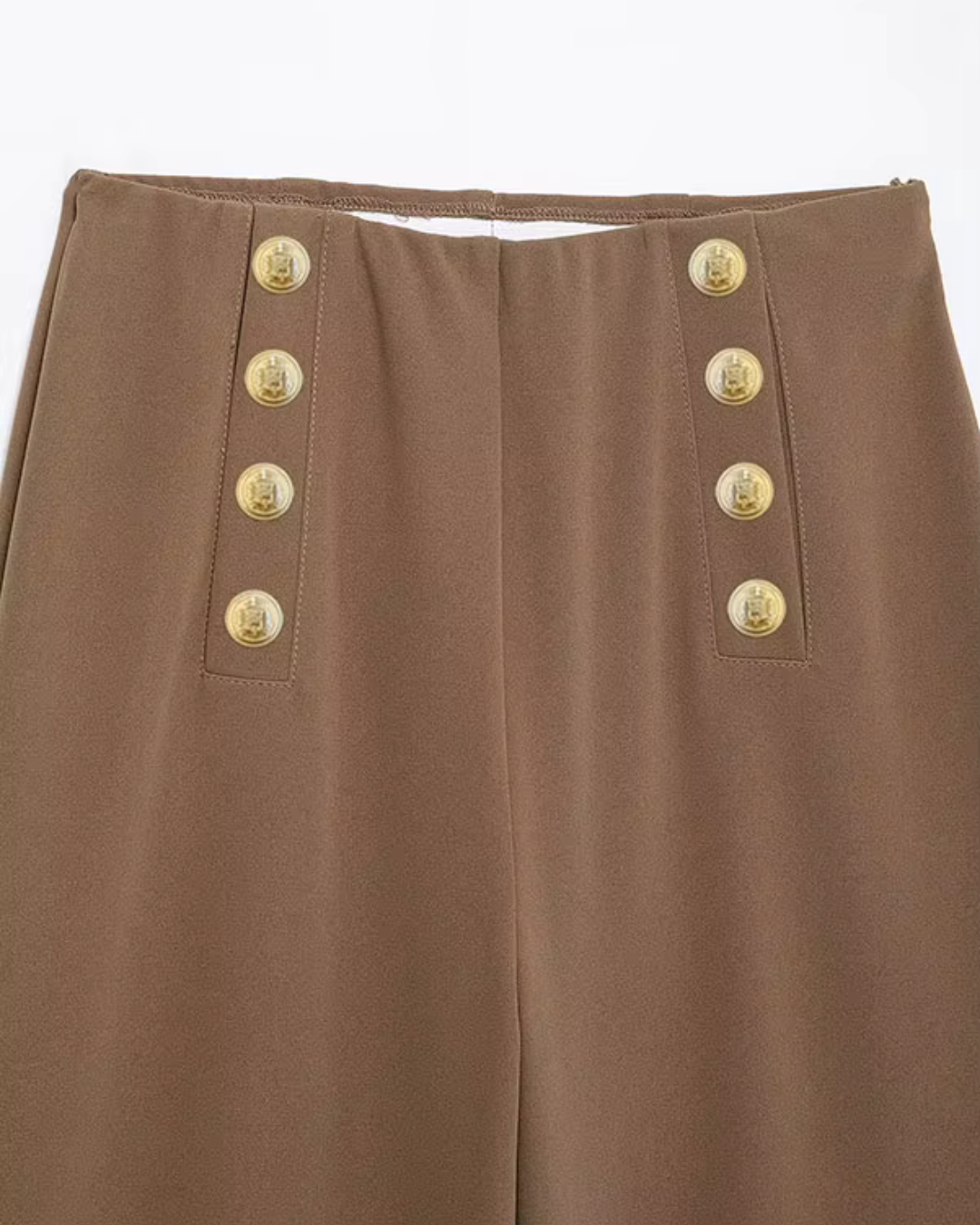 Casual Wijde Pijpen Broek met Knopen voor Dames